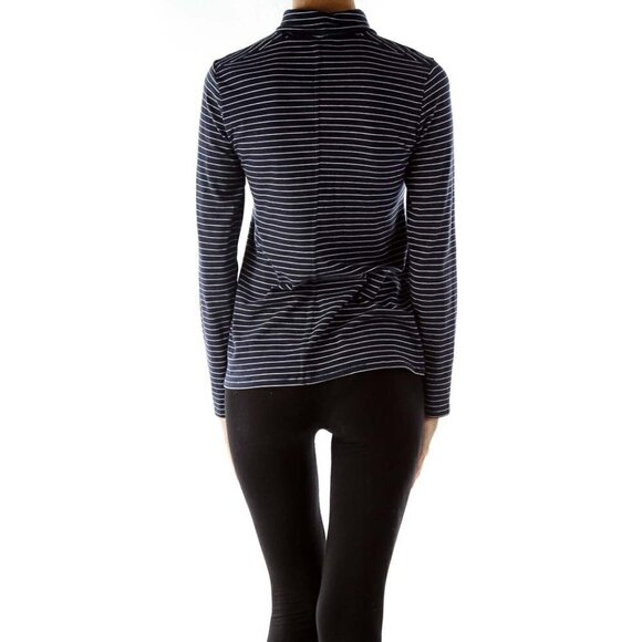 Banana Republic Navy Stripped Turtleneck - Picture 2 of 3